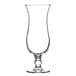 An Arcoroc hurricane glass with a clear stem and base.