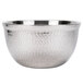 A Tablecraft stainless steel double wall bowl with a textured surface and a handle.