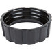 A black plastic ring with a curved edge.