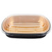 A Durable Packaging black and gold aluminum foil entree container with a clear dome lid.