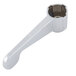 A silver Equip by T&amp;S wrist action faucet handle with white accents.