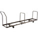 A white metal National Public Seating folding chair dolly with three wheels and four metal bars.