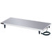 A white rectangular Hatco heated shelf table with black cords.