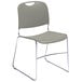 National Public Seating 8502 Gunmetal Gray Stackable Ultra Compact Plastic Chair with Chrome Frame Main Thumbnail 1