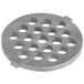 A Galaxy 1/4" grinding plate for a meat grinder, a circular metal object with holes.