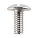 A close up of a Nemco stainless steel screw with a white background.