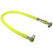 A yellow hose with metal fittings.