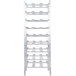 A white stationary Winholt can rack with multiple shelves.