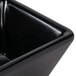 An American Metalcraft black square melamine sauce cup with a lid.