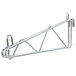 A stainless steel Metro shelf support truss with a hook on the end.