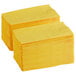 A stack of Choice sunny yellow paper dinner napkins.