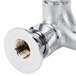 A close up of a T&S chrome plated service sink faucet with a vacuum breaker nozzle.