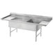Advance Tabco 18-K5-56 Three Compartment Meat and Platter Sink with Two Drainboards - 91" Main Thumbnail 1
