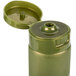 A green plastic container of Basic Earth Botanicals Nourishing Shampoo with a flip-top lid.
