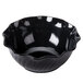 A black Cambro plastic swirl bowl with a wavy edge.