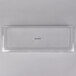 A clear rectangular plastic tray cover with a metal bar in the middle.
