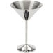 An American Metalcraft stainless steel martini glass with a metal base.