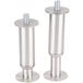A pair of Manitowoc stainless steel adjustable flanged feet with screws.