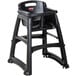 Rubbermaid FG780508BLA Black Sturdy Chair Restaurant High Chair with Wheels - Assembled Main Thumbnail 2