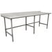 Advance Tabco TSKG-369 36" x 108" 16 Gauge Open Base Stainless Steel Commercial Work Table with 5" Backsplash Main Thumbnail 1