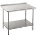 Advance Tabco FMS-246 24" x 72" 16 Gauge Stainless Steel Commercial Work Table with Undershelf and 1 1/2" Backsplash Main Thumbnail 1