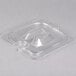 A clear Carlisle StorPlus plastic lid for a 1/6 size food pan with a spoon notch.