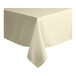 A square ivory tablecloth with a hemmed border.