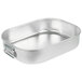 A silver rectangular aluminum Vollrath baking and roasting pan with handles.