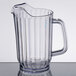 Choice 32 oz. Clear SAN Plastic Beverage Pitcher Main Thumbnail 3