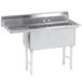 An Advance Tabco stainless steel 2-bowl sink with left drainboard.