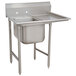 An Advance Tabco stainless steel one compartment sink with a right drainboard.