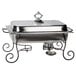 Choice 8 Qt. Full Size Chafer with Black Wrought Iron Stand and Classic Lid Handle Main Thumbnail 3