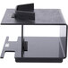 A black metal Bunn TS Booster thermal server stand with a black rectangular object on top.