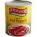A #10 can of Furmano's roasted red peppers with a yellow label.