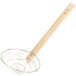 A Thunder Group round wire mesh strainer with a bamboo handle.