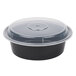 Pactiv Newspring NC729B 32 oz. Black 7" VERSAtainer Round Microwavable Container with Lid - 150/Case Main Thumbnail 2
