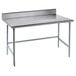 Advance Tabco TKLG-364 36" x 48" 14 Gauge Open Base Stainless Steel Commercial Work Table with 5" Backsplash Main Thumbnail 1