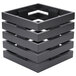 A black square crate riser with holes in the sides.