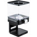 A black Zevro dry food dispenser with clear canister.