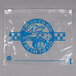 A clear plastic deli saddle bag with a blue Fresh To Go logo printed on it.