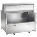 A Traulsen stainless steel school milk cooler on casters.