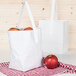 1/2 Peck "Sophomore" White Kraft Paper Produce Customizable Market Stand Bag with Handle - 500/Case Main Thumbnail 4