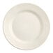 An Acopa ivory stoneware plate with a wide rim and plain edge.
