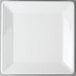 A white square platter with a white rim.