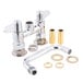 A chrome plated Equip by T&S deck-mount swing faucet with two brass fittings.