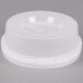 A clear plastic container with a white plastic lid.