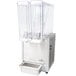A Crathco stainless steel refrigerated beverage dispenser with two clear containers.