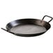 A Lodge carbon steel paella pan with loop handles.