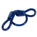 A blue cable with a blue lock and looped ends.