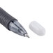 A black pen with a white cap on the tip.